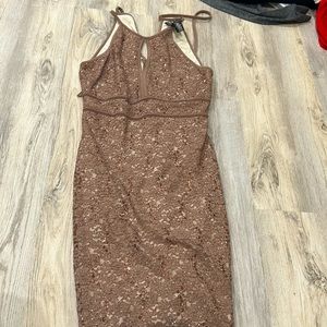 New York company coffee color cocktail dress